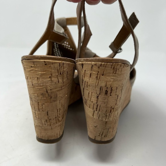 Franco Sarto Canyon Perforated Laser-Cut Cork Platform Womens Wedge Sandal 10M - Picture 11 of 14